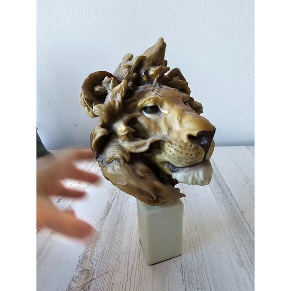 Spring Lion head bust statue figurine realistic unique vintage decor African uni - Picture 5 of 9